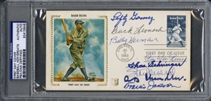 Babe Ruth FDC w/ 8 Signatures Including Lefty Gomez, Pee Wee Reese, and Stan Musial